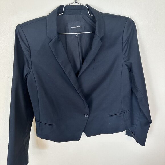 Banana Republic Women's Black Blazer  Size 14 One Button Carreer - Picture 1 of 7